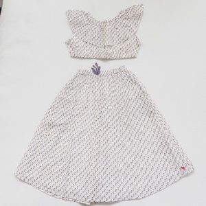 New! Pink Chicken white matching skirt set.